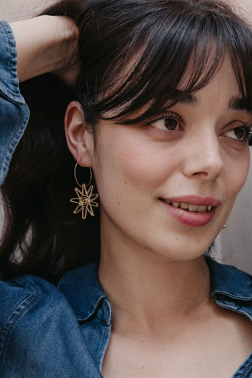 Aloe 24k Gold Plated Spiral Sun Hoops