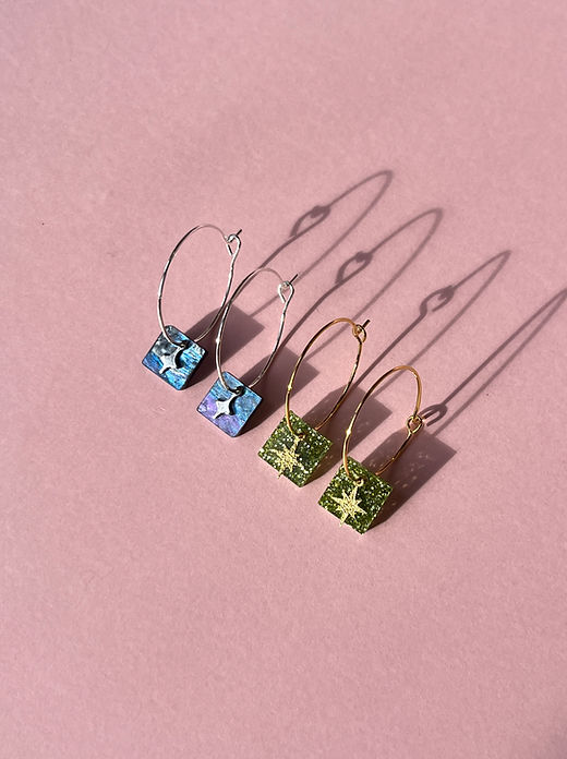 Aloe Mini Star Hoop Earrings - Green