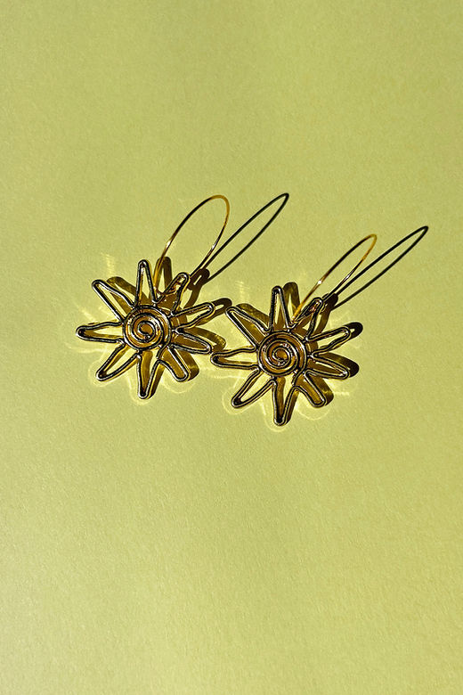 Aloe 24k Gold Plated Spiral Sun Hoops