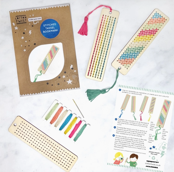 Diy Craft Kit - Kids: Make Your Own Stitched Tassel Bookmark. Cotton Twist.