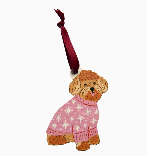 Curly Dog Christmas Decoration: Laura Barnes
