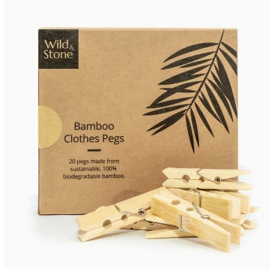 Bamboo Laundry Pegs - Biodegradable & Vegan - 20 Pack