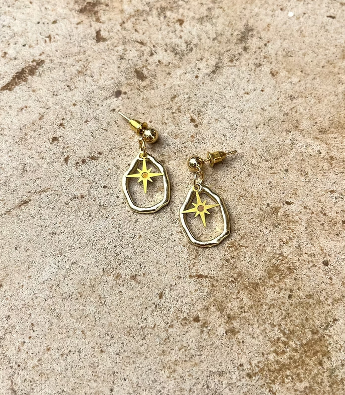 Mini Irregular Peach Gold Star Stud Earrings