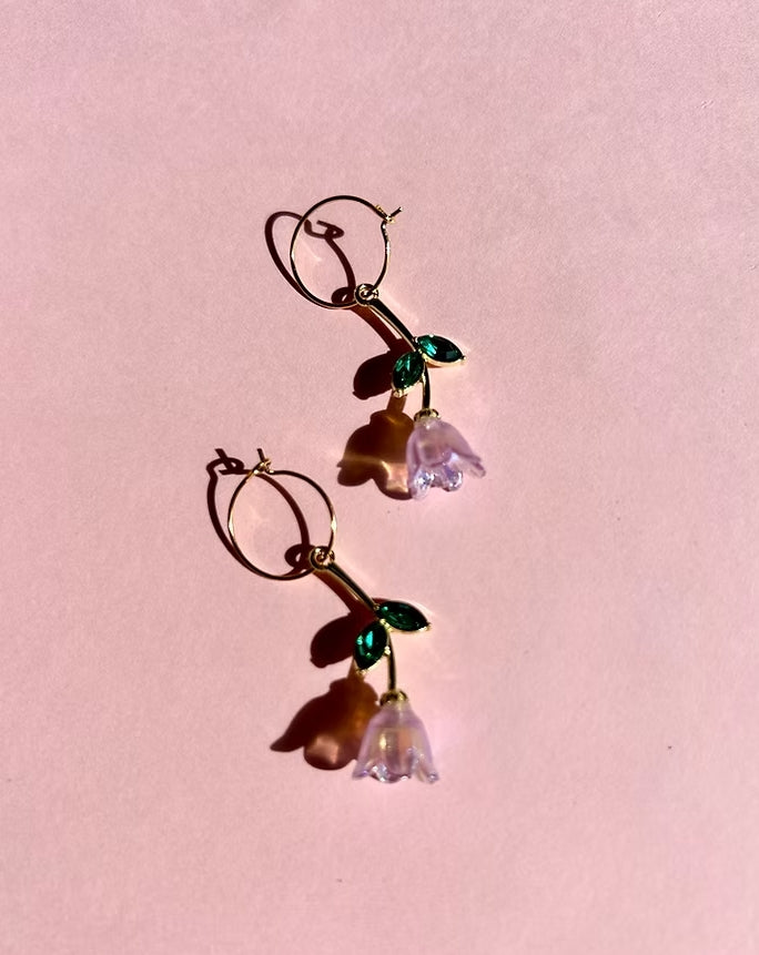 24k Gold Plated Mini Bloom Flower Hoop Earrings