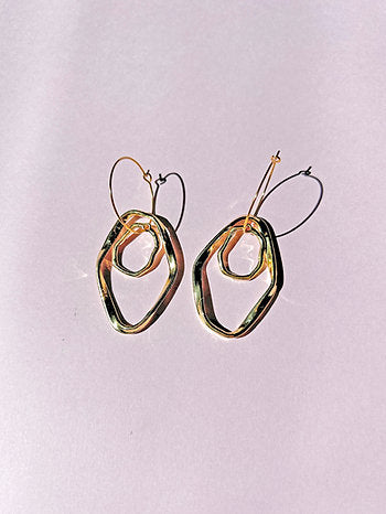 ALOE 24k Gold Plated Double Irregular Hoops