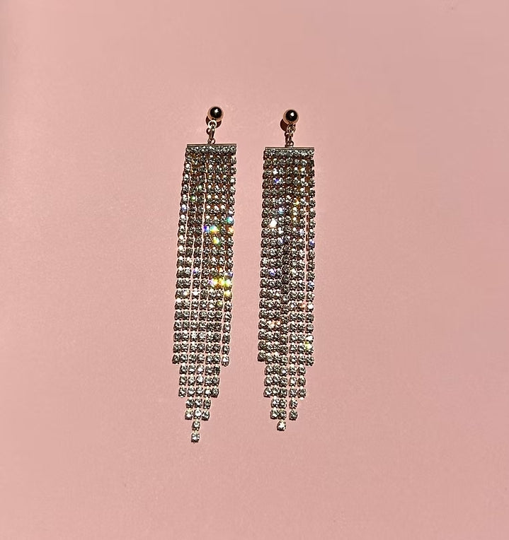 Gold Sparkle Tassel Ball Stud Earrings