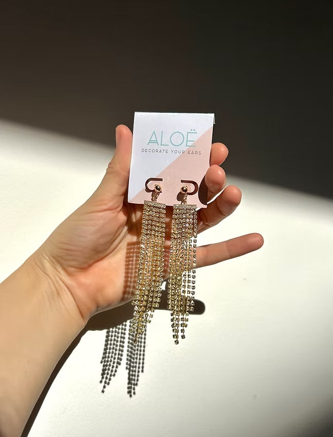 Gold Sparkle Tassel Ball Stud Earrings