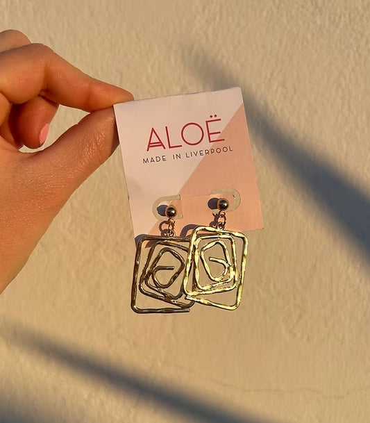 Gold Geo Spiral Drop Earrings