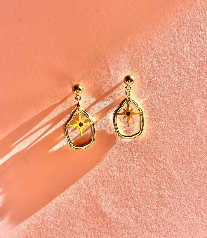 Mini Irregular Peach Gold Star Stud Earrings