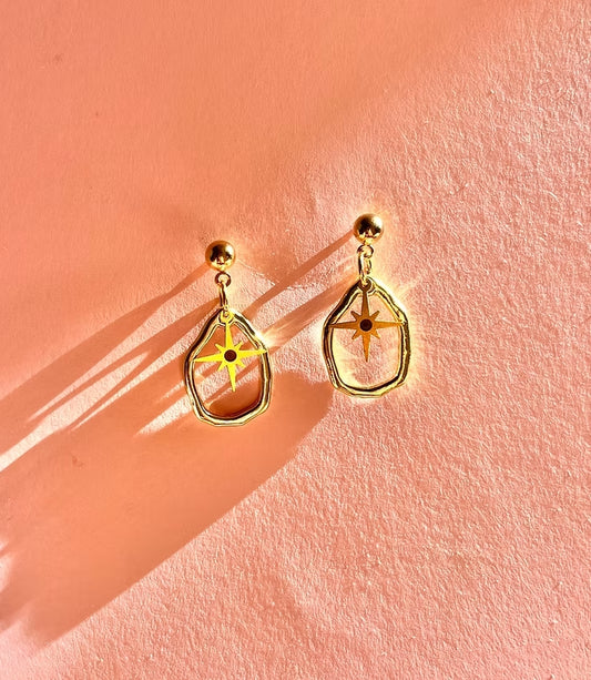 Mini Irregular Peach Gold Star Stud Earrings