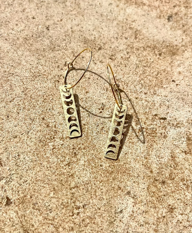 Celestial Moon Baton Hoop Earrings - Aloe Earrings