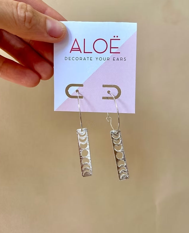 2Celestial Moon Baton Hoop Earrings in Silver - Aloe Earrings