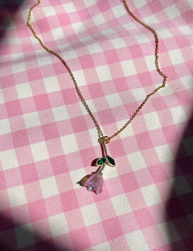 24k Gold Plated Bloom Flower Charm Necklace