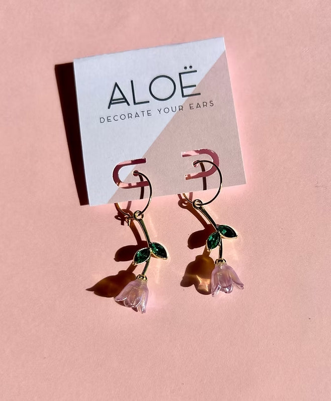 24k Gold Plated Mini Bloom Flower Hoop Earrings