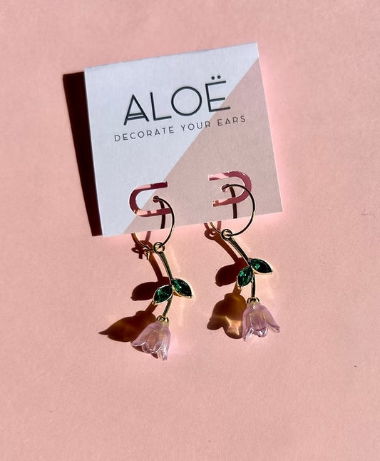 24k Gold Plated Mini Bloom Flower Hoop Earrings