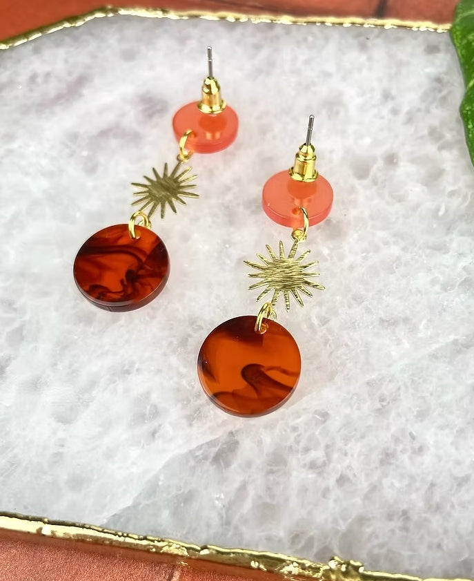 Triple Amber Sun Drop Earrings