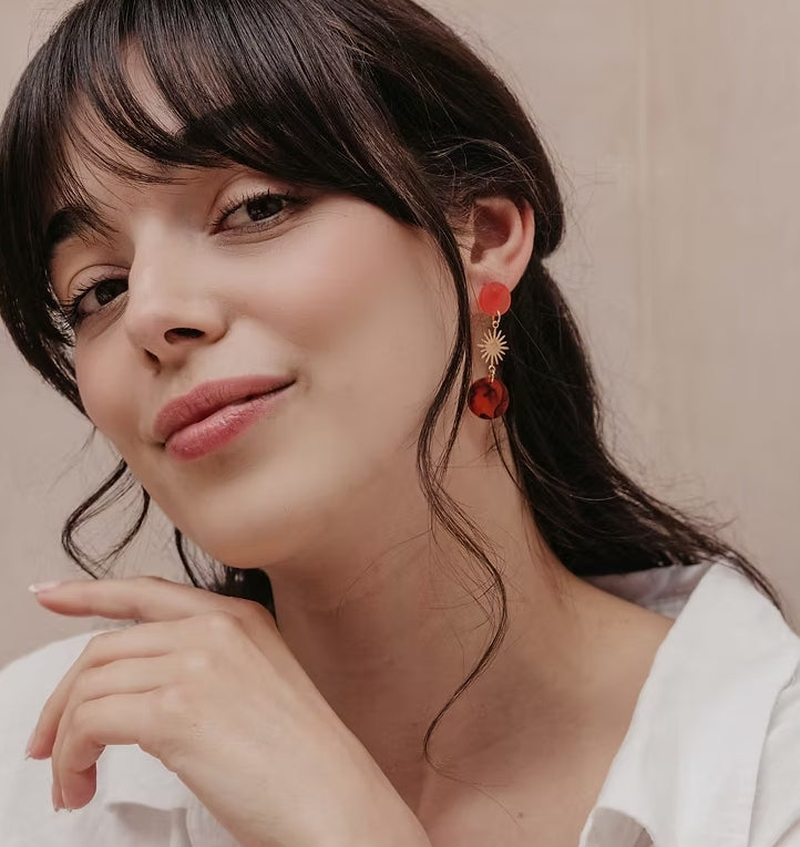 Triple Amber Sun Drop Earrings