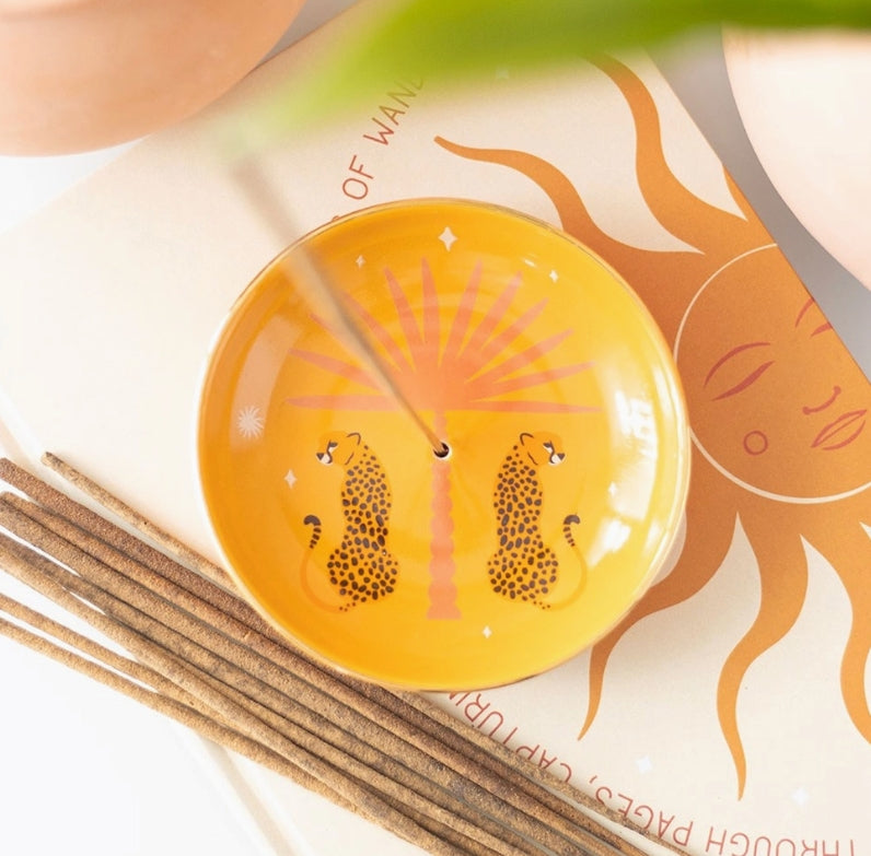Leopard Palm Ceramic Incense Holder Plate