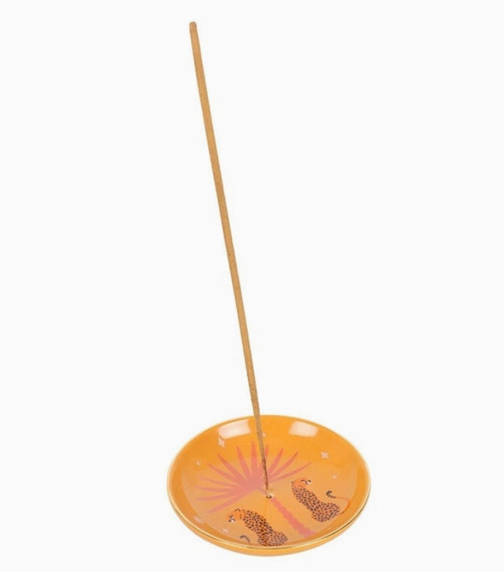 Leopard Palm Ceramic Incense Holder Plate