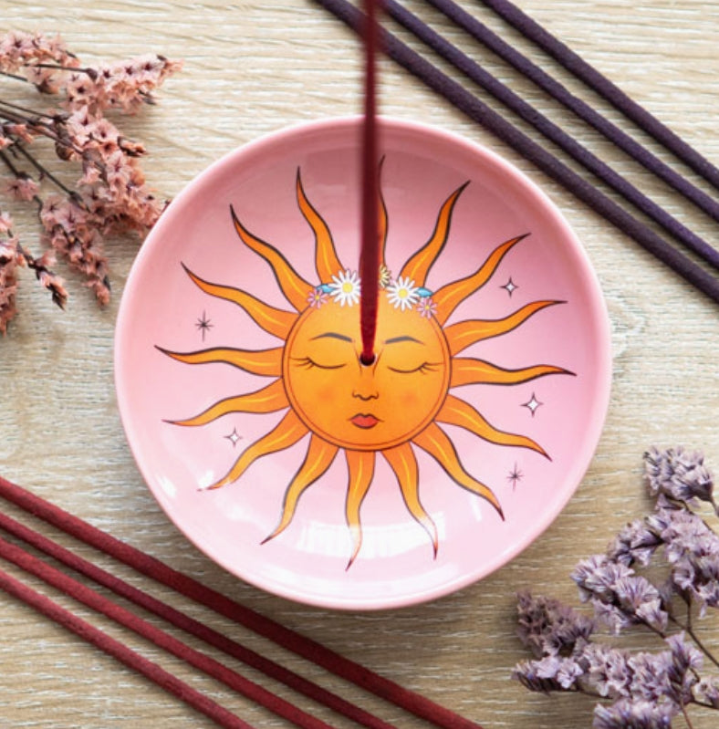 The Sun Celestial Pink Ceramic Incense Holder Plate