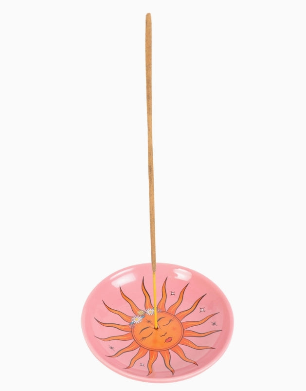 The Sun Celestial Pink Ceramic Incense Holder Plate